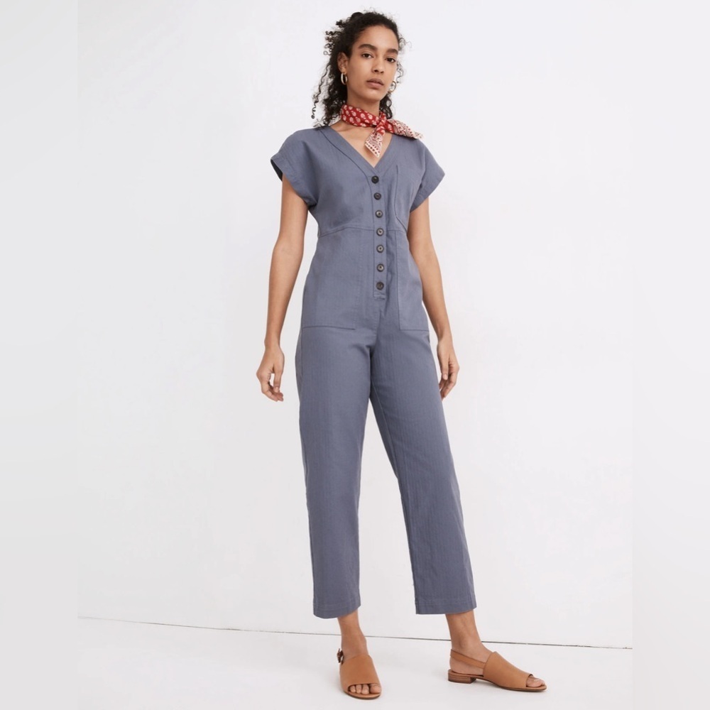 Madewell Petite Cap-Sleeve Jumpsuit, Size XS